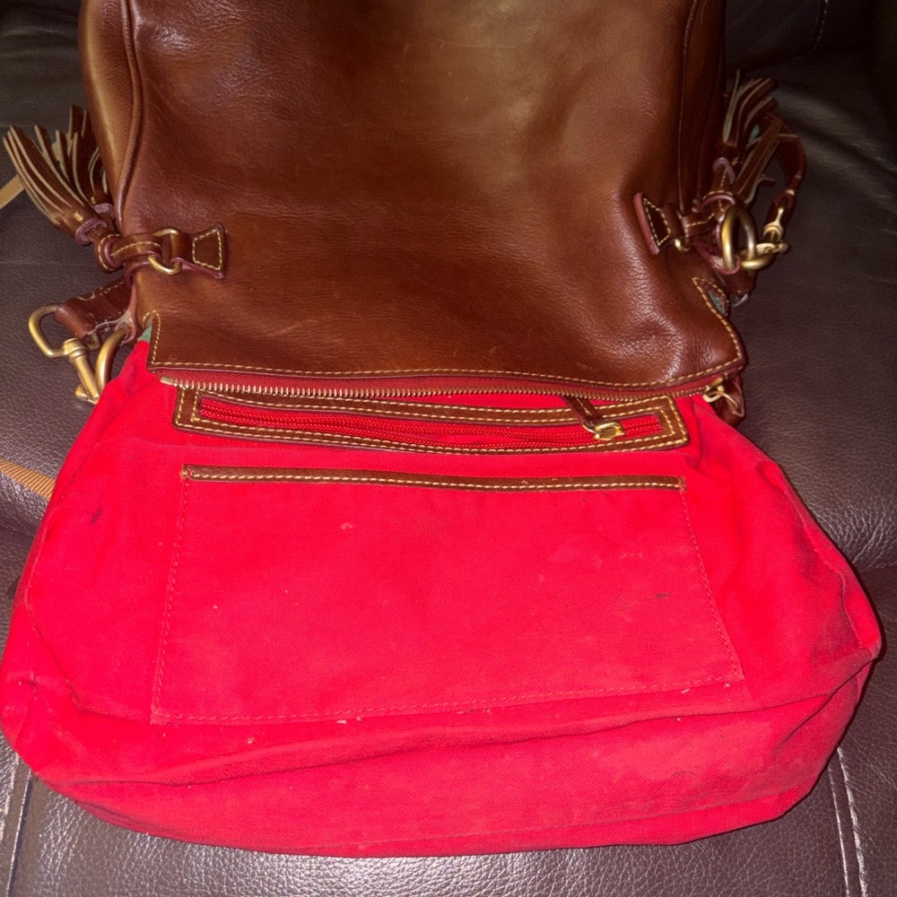 Elegant & Large Dooney & Bourke Shoulder Bag Brown Leather Handbag - Picture 7 of 7